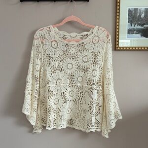 NWOT Cream Crochet Lace Top